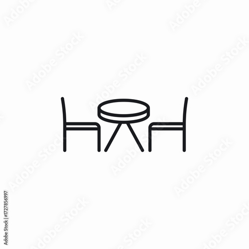 dinner table chairs icon sign vector