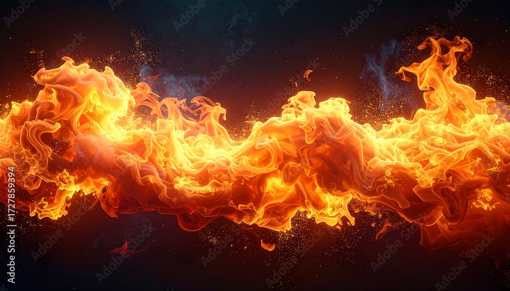 Fototapeta premium Abstract fire stream against a dark background