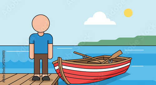 Serene Waters A Relaxing Day by the Lake with a Rowboat