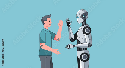 Human and AI Robot High-Five Exploring the Future of Interaction and Technology