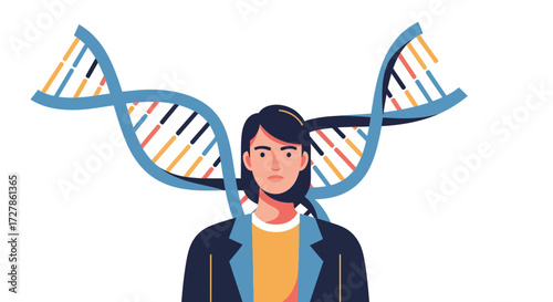 Person with DNA Illustration A Visual Representation of Genetics and Heredity