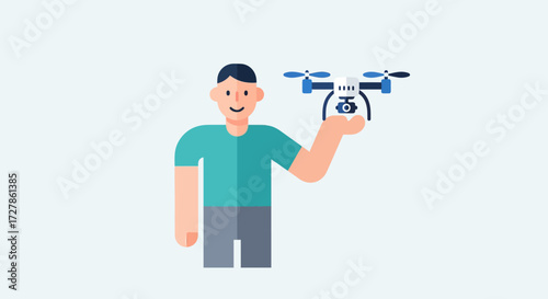 Man holding a drone, illustrating modern technology and aerial photography concepts