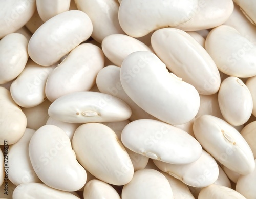 Close-up of many white beans