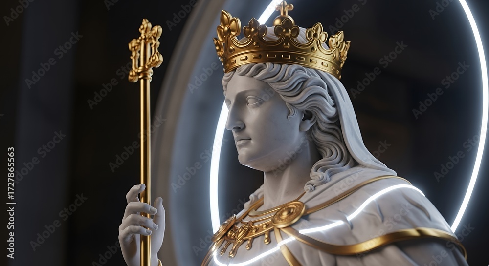 Obraz premium Majestic Statue of a Queen with Crown and Scepter.