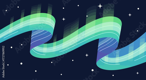 Abstract illustration of vibrant, swirling aurora borealis against a dark night sky.