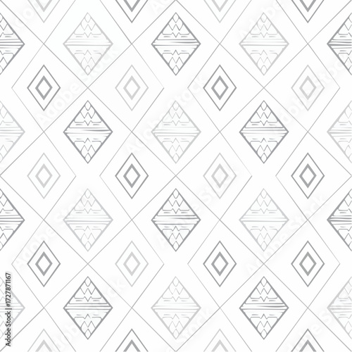 Seamless Geometric Pattern of Diamonds and Triangles with Subtle Ethnic Motifs