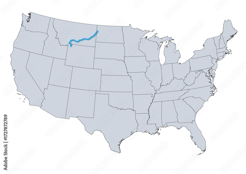 Obraz premium Yellowstone River Map