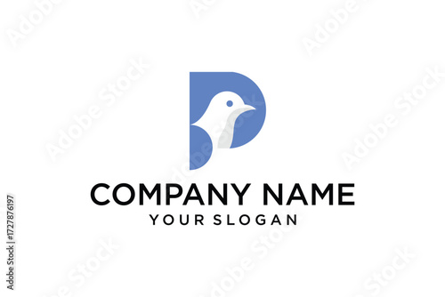 Cute Bird On Letter Logo Design p