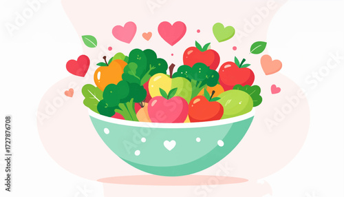 Nutritious Bowl Vibrant Fruits and Vegetables for a Healthy Lifestyle