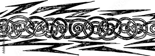Intricate Celtic knotwork design with dynamic lightning bolt accents, perfect for bold branding and edgy graphics. silhouette and cutout removed background