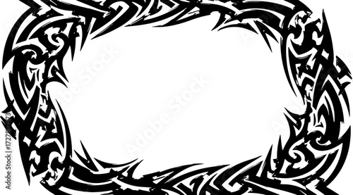 Dynamic black tribal border design adds fierce edge and bold style to any project silhouette and cutout removed background