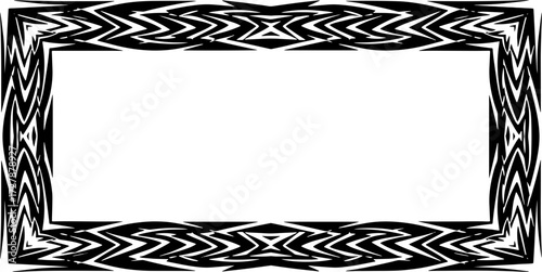 Intricate black and white tribal border design for modern ethnic decor and apparel silhouette and cutout removed background