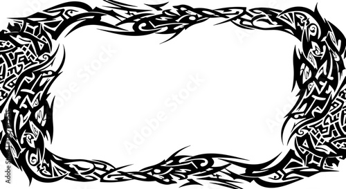 Dynamic tribal frame design element perfect for adding bold flair to your layout and content creation needs silhouette and cutout removed background