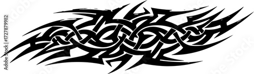 Bold tribal tattoo design element ideal for graphic design and apparel projects needing an edgy touch silhouette and cutout removed background