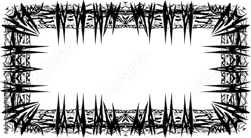 Bold graphic frame with tribal patterns for striking designs and unique presentations, adding edgy style silhouette and cutout removed background