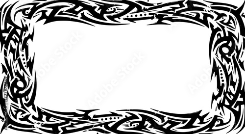 Dynamic tribal border design with sharp edges and subtle marble texture, perfect for edgy projects. silhouette and cutout removed background