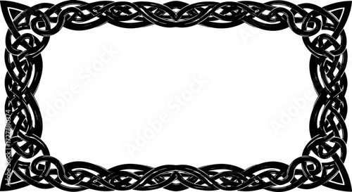 Elegant black Celtic knot border design for sophisticated invitations and decorative framing silhouette and cutout removed background