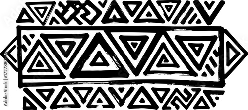 Bold tribal triangle pattern design with hand-drawn abstract geometric shapes silhouette and cutout removed background