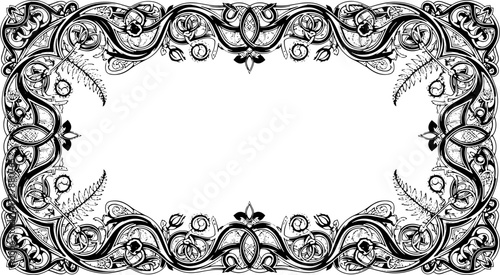 Elegant Celtic knotwork border design with floral and fern elements creates sophisticated vintage frames silhouette and cutout removed background