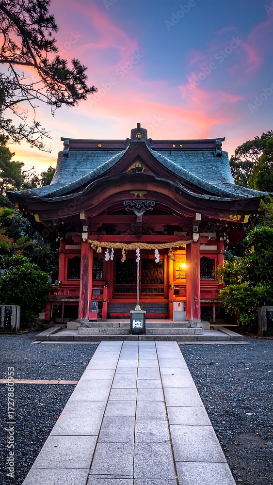 Naklejka premium Japanese Shrine at Dusk