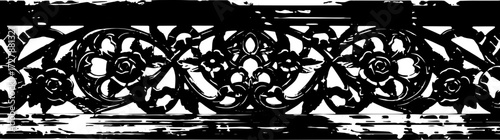 Intricate stone carving of floral motif with marbled stone border adds elegant detail silhouette and cutout removed background