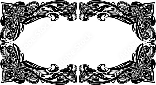 Elegant black and white Celtic knot border design for invitations, certificates, and decorative framing silhouette and cutout removed background