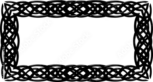Elegant black Celtic knot border design adds sophisticated flair to any project silhouette and cutout removed background