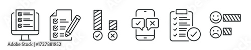 Survey thin line icon set. Web minimal editable stroke icons
