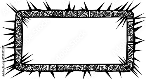 Bold tribal frame with sharp spikes creates striking visual impact for edgy designs and impactful messaging silhouette and cutout removed background