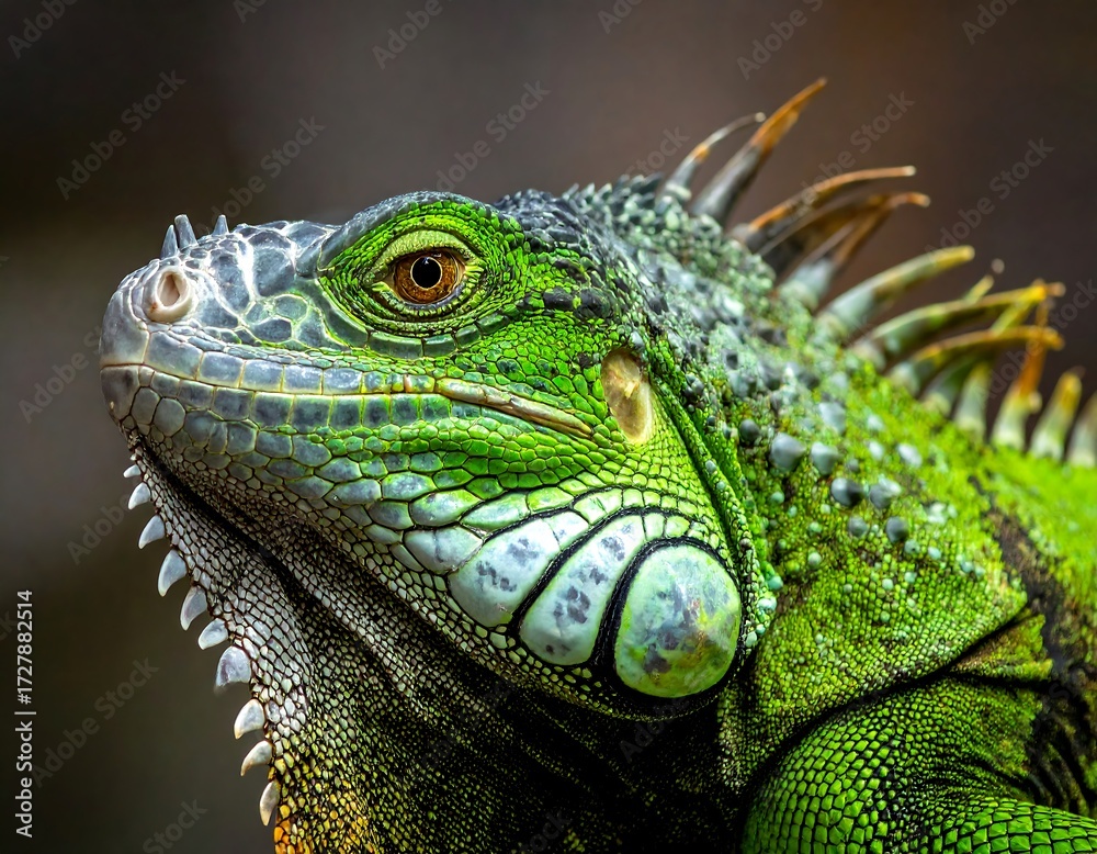 Fototapeta premium Close-up of vibrant green iguana