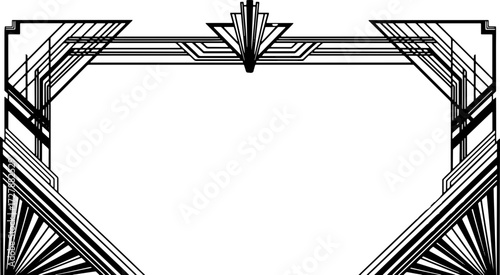 Elegant Art Deco border design adds vintage glamour and sophisticated style to any project silhouette and cutout removed background