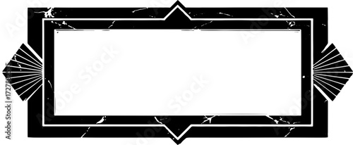 Elegant black marble frame with art deco accents adds sophisticated visual flair to any design project silhouette and cutout removed background