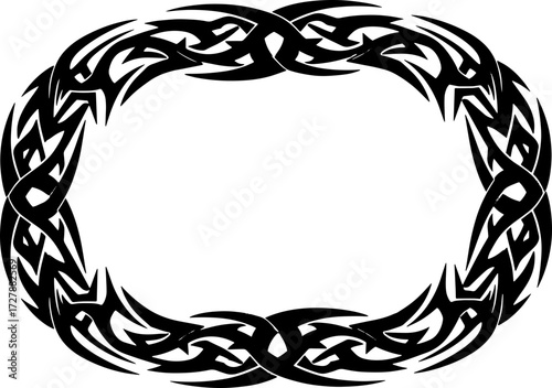 Dynamic tribal circle design frames your content with bold, edgy style silhouette and cutout removed background
