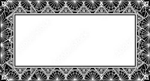 Elegant Art Deco geometric border design with black and white abstract patterns for invitations and frames silhouette and cutout removed background