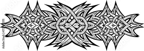 Quadro su tela Intricate Celtic knotwork design with sharp, symmetrical starburst elements for