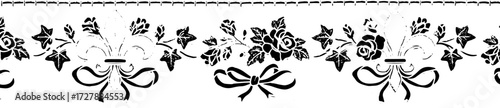 Elegant floral lace trim with fleur de lis and rose designs adds classic charm to decor projects. silhouette and cutout removed background