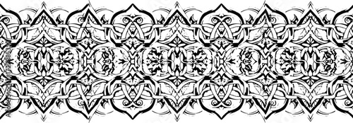 Intricate Celtic knotwork border design with floral elements, perfect for elegant invitations and vintage décor. silhouette and cutout removed background