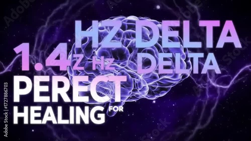 1.4 Hz Delta Wave Brain Animation for Healing and Meditation with Purple Energy in 4K