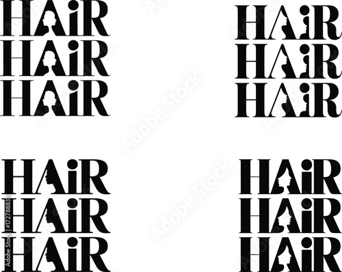 Hair text vector design isolated on white background for barber shop logo