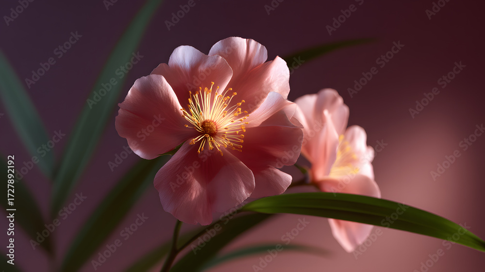 Fototapeta premium Floral Grace: Softly illuminated petals, like a gentle whisper of dawn, unfurl their delicate beauty, revealing nature's elegant artistry and tranquil ambiance.