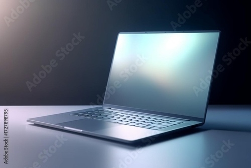 laptop on blue background