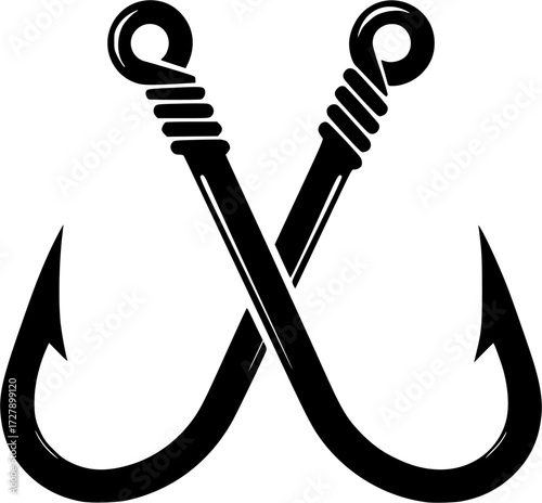 Fish hook silhouettes, Fishing hook vector, Crossed fish hooks silhouette, Fishing hook svg, Crossed fish hooks svg, Fish hook svg, Fishing hook silhouettes.