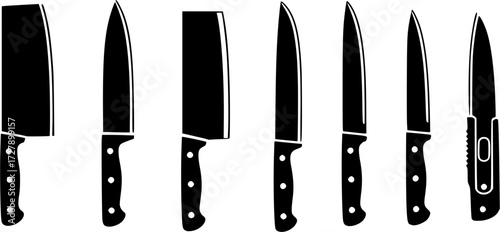 Kitchen knife, Kitchen knife silhouette, Chef knife silhouette, Knife silhouettes, Chef knife , Knife , Kitchen knife vector set.