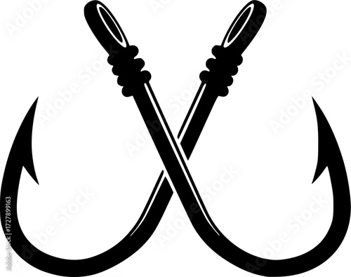 Fish hook silhouettes, Fishing hook vector, Crossed fish hooks silhouette, Fishing hook svg, Crossed fish hooks svg, Fish hook svg, Fishing hook silhouettes.