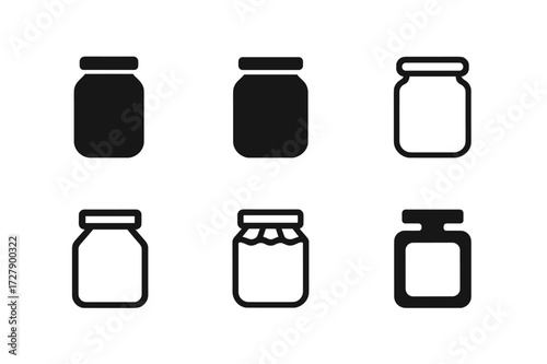 Jar Icon Logos. Product packaging. Set Logo of product packaging: Jar icon. harmonious logo variations of the same emblematic concept (Negative space, Flat