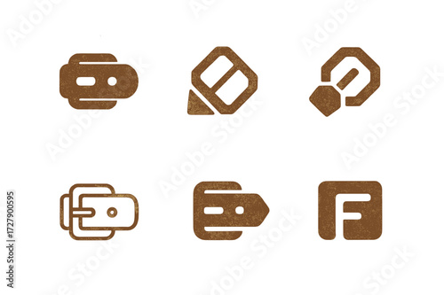 Leather Logo Variations. Worn leather. Set Logo of worn leather: Leather belt icon. harmonious logo variations of the same emblematic concept (Filled