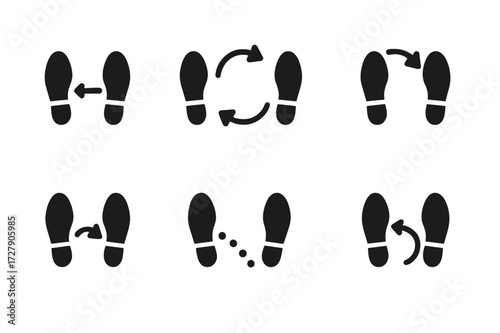 Salsa Dance Icons. Solid, filled icon set of dance practice tools: metronome, dance shoes, mirror, music player, dance mat, stopwatch, stretching band, water