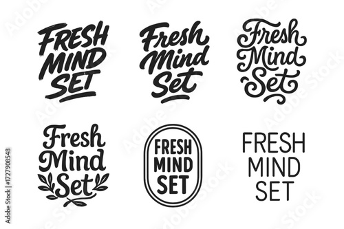 Creative Lettering Styles. Fresh Mind. Set lettering. harmonious lettering variations of the same emblematic concept (Dynamic brushstroke graffiti lettering,