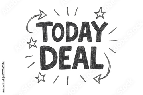 Doodle Style Sale. Best Price ? Retro Poster style with bold rounded sans-serif, centered layout, halftone rays behind text, paper grain background, sparkles