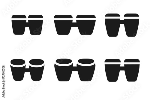 Bongo Rhythms Icon Set. Solid, filled icon set of bongo rhythms: mambo, salsa, son, rumba, cha-cha, bolero, timba, guaguanco. Solid, filled icons in only black